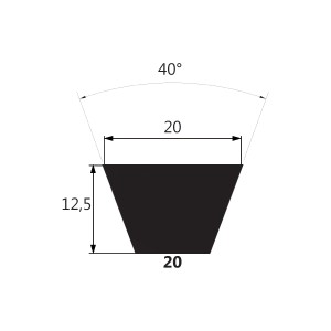 Pas klinowy 20x12.5x1000Li/1050Ld